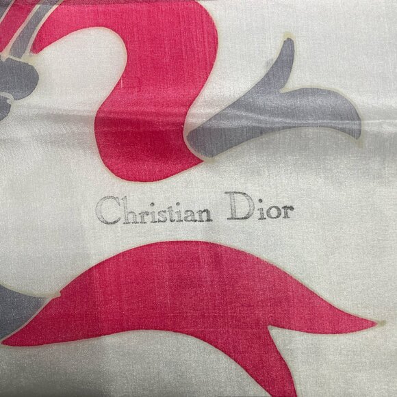 Vintage Christian Dior Silk Scarf – Oriental Floral Design - Picture 3 of 7